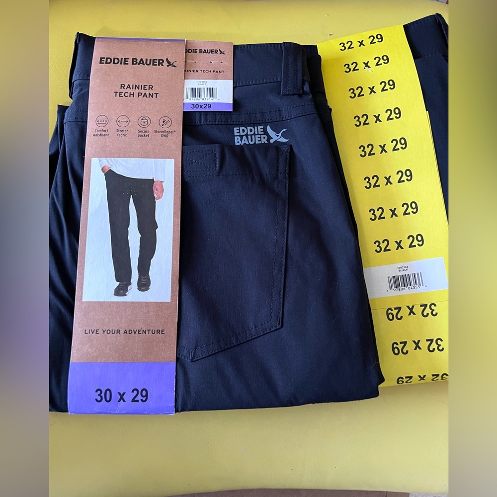 NWT Eddie Bauer Men's Black Rainier Tech Pants